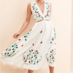 Farm Rio Cross Stitch Toucan Embroidered Dress